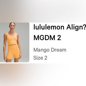 Womens Lululemon Align Tank orange mango